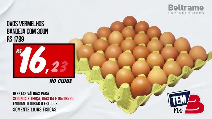 Etiqueta de promoção de ovos vermelhos, Beltrame, agosto de 2025